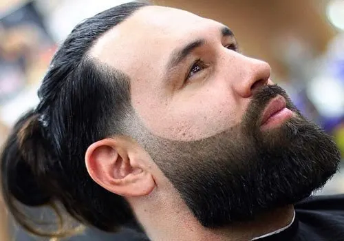long hair with Layer faded beard style