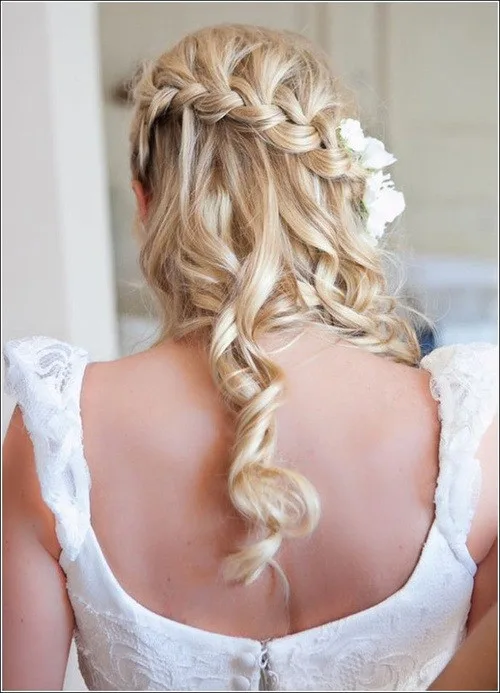 french braid half up half down for beautiful brides