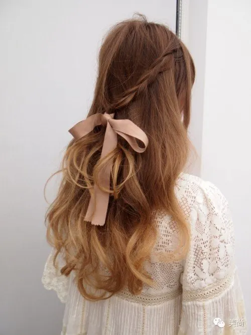 Silk bows hairstyle for nice girl