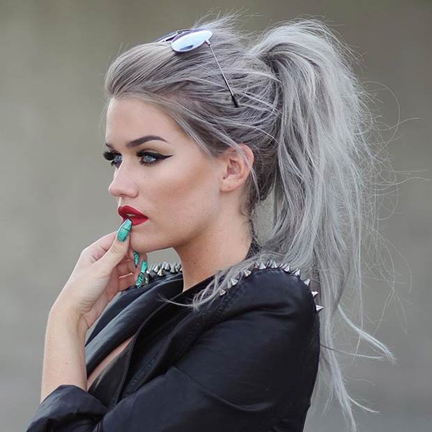 Purplish gray hair color