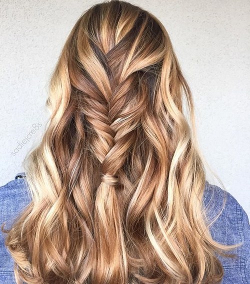 Hair Color with Fishtail Plaits hairstyle 