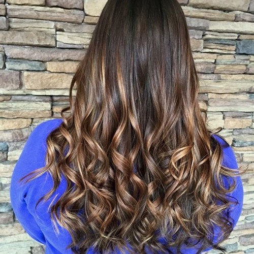 chestnut brown hair with highlights