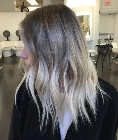 women Grey and blonde balayage ombre 