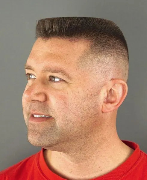 men Military style flat top haircut 