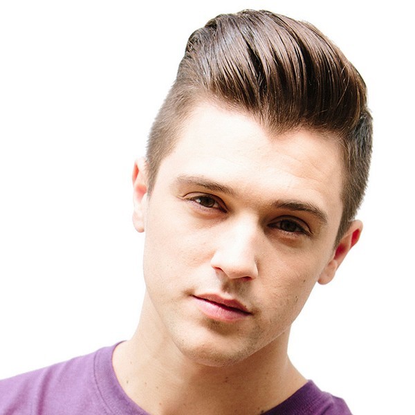 Side swept Pompadour hairstyle for young boy
