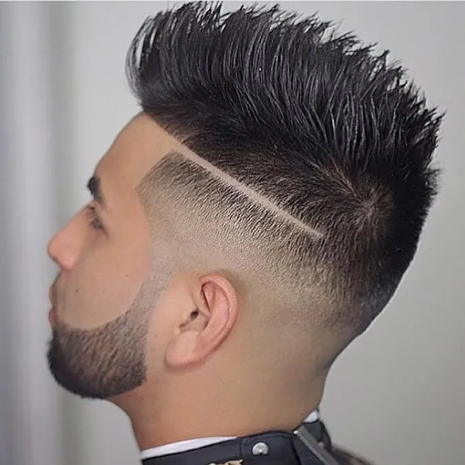  Spiked Pompadour with Tramlines for line up hair