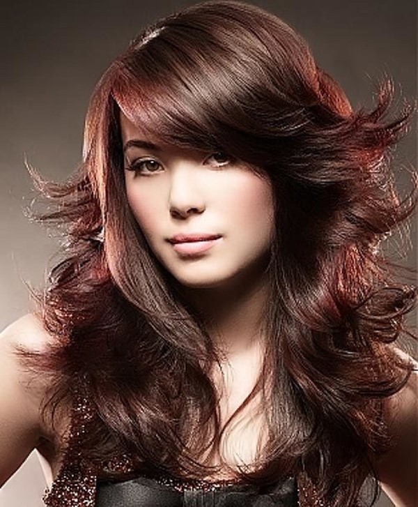 brown hair red highlights