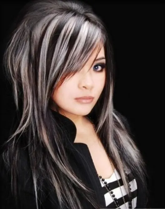 gorgeous young girl with grayish hair