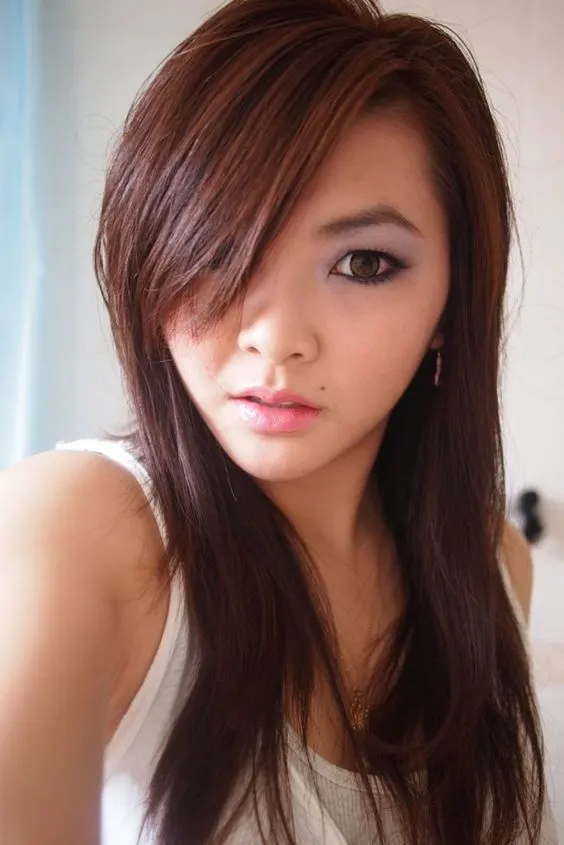 Chestnut and black hair for Asian girl