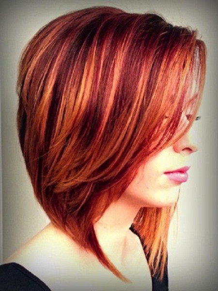 Burgundy and blonde highlights on red hair