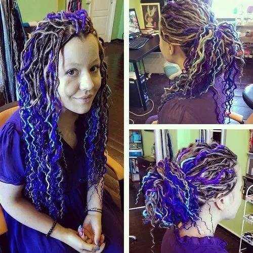 Colorfull Artificial dreadlocks hairstyle 