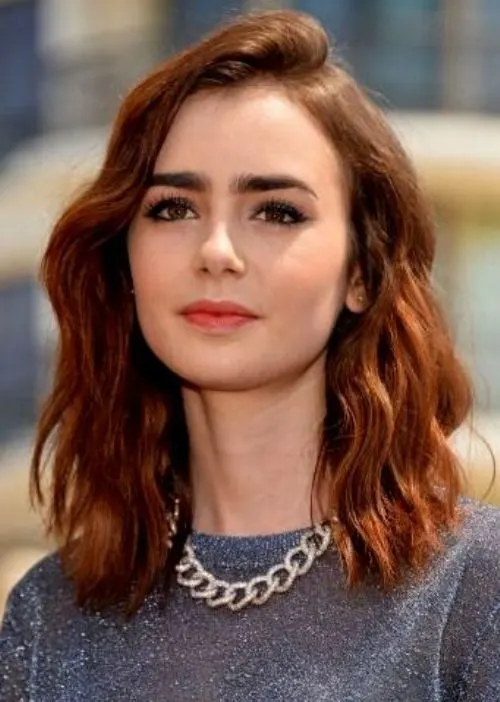 brown with Ginger auburn color hairstyle 