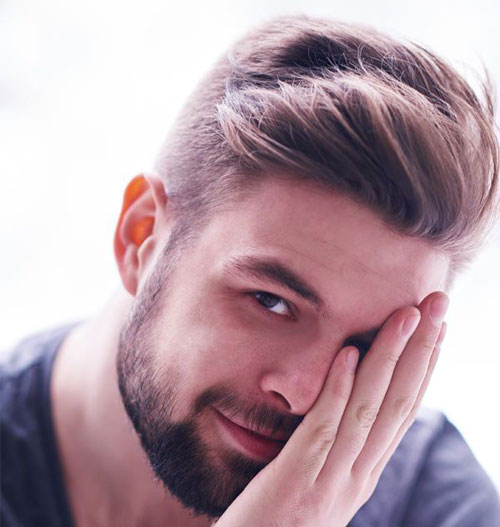 men Long bangs hairstyle for light brown color
