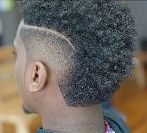 short Afro Mohawk with Shaved hairstyle