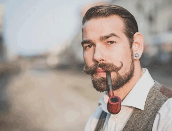 mens Goatee beard with Sideburns hair