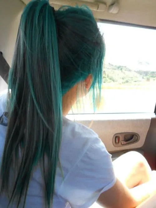  Gray Teal Hair Color for girl 