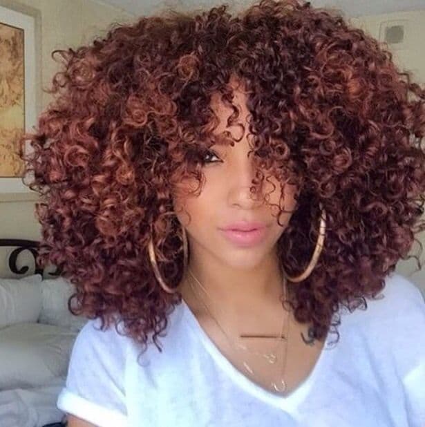 Red and Brown curly hair color for women 