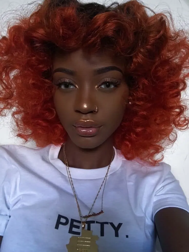 Orange Red Hair Colors for Dark Skin girl