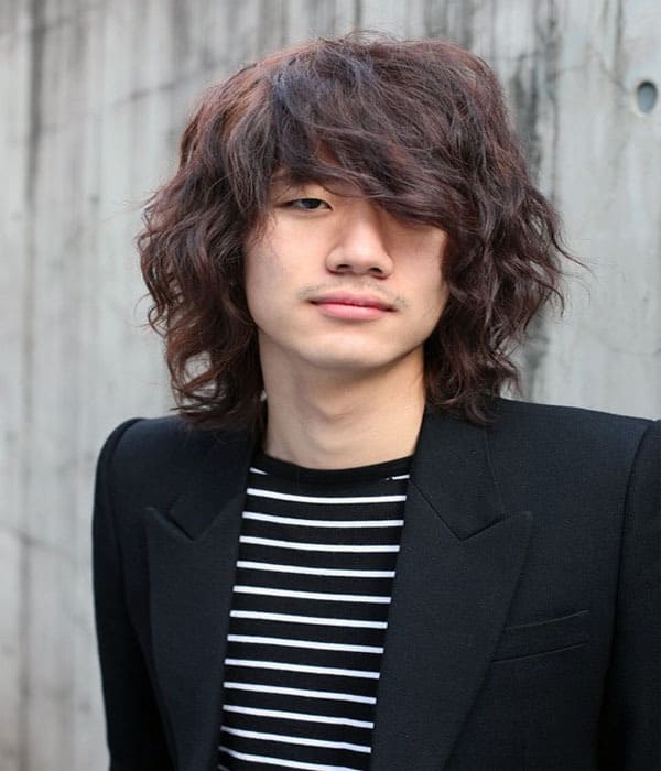 Asian Men curly with Long Hair