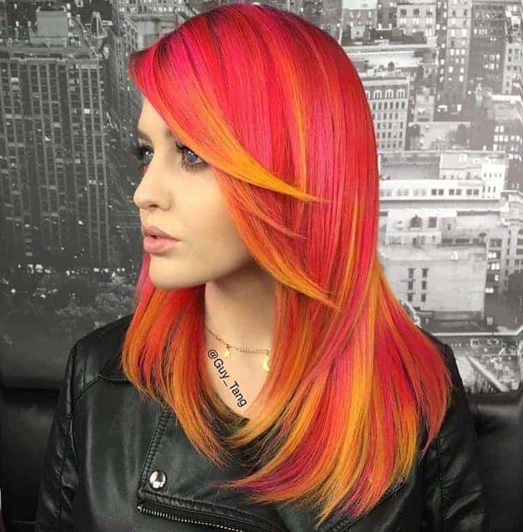 Fire color Hairstyle for girl