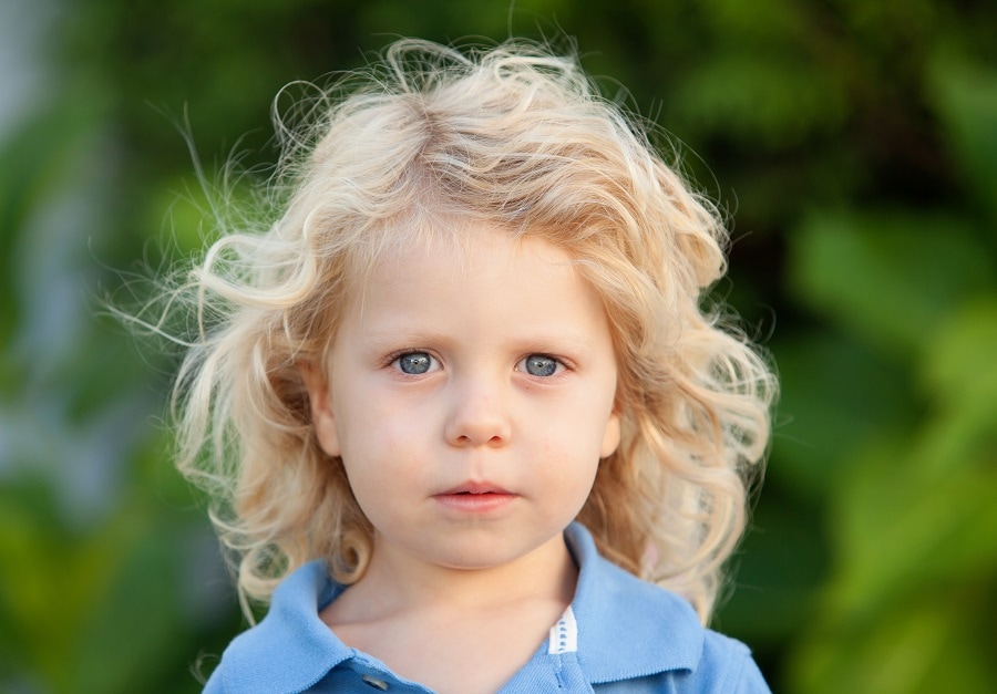 3 year old boy with long blonde hair