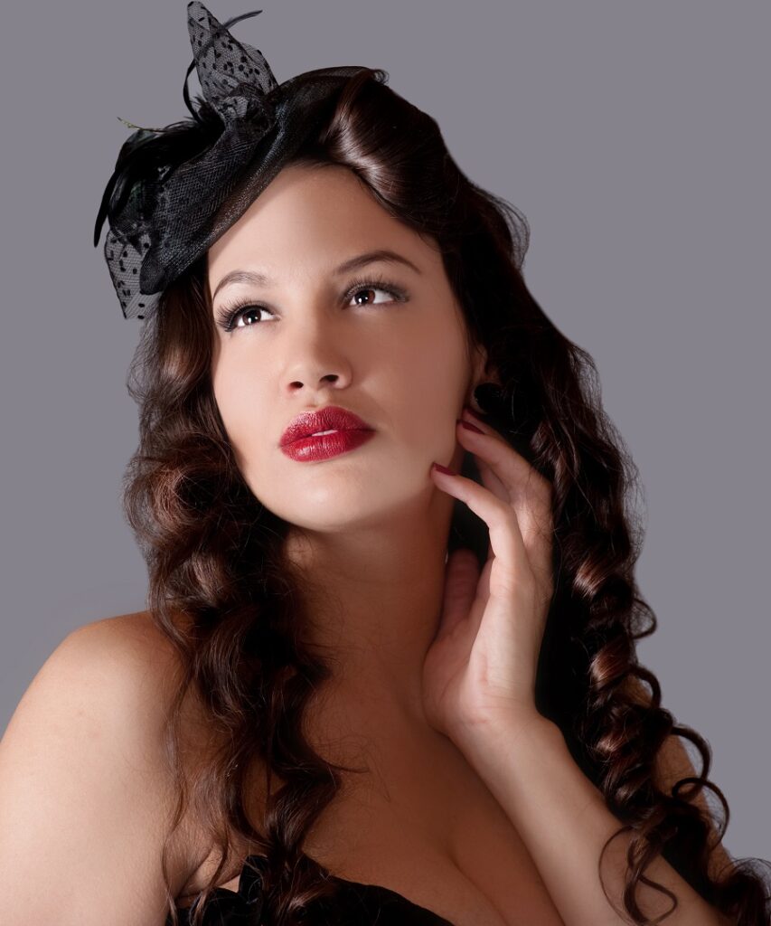 40s long hairstyle with pin curls