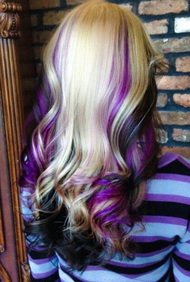 Blonde and purple hair