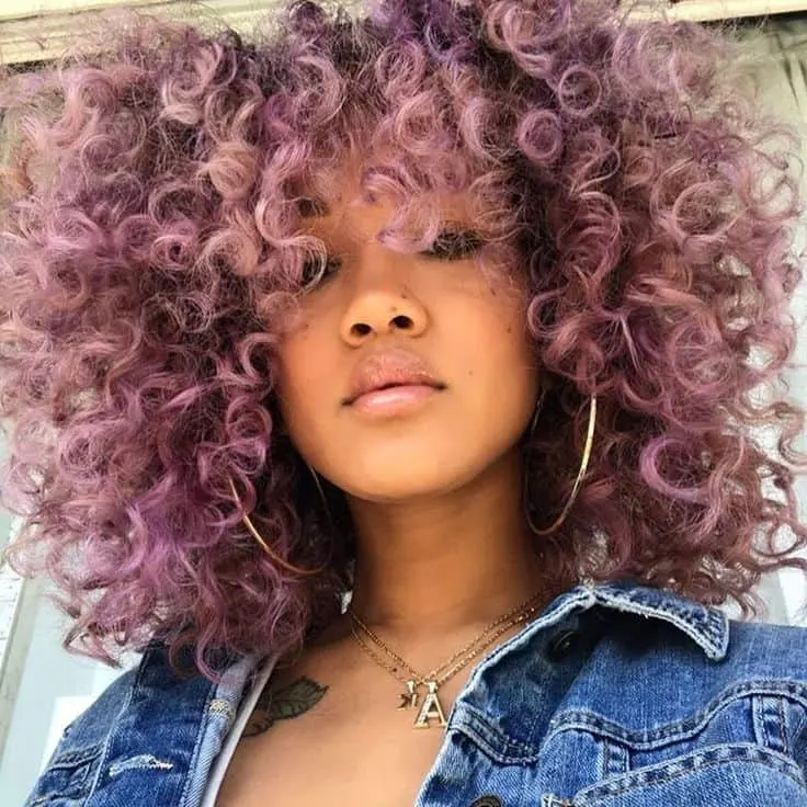 pink curly hair color for black women 