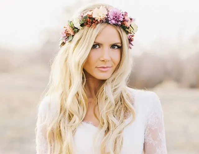 beautiful Floral wedding hair down