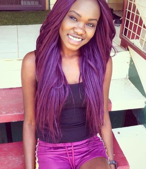 Purple Color hair for Dark Skin women 