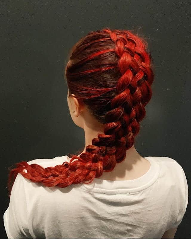 fiery red 5 strand braids