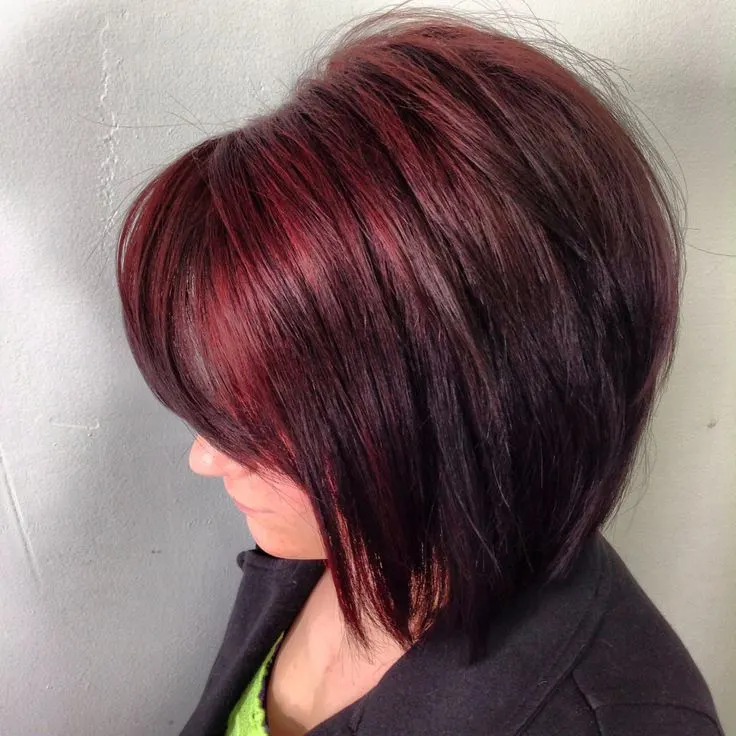  Short Ombre Cherry Cola Hair Color for women 