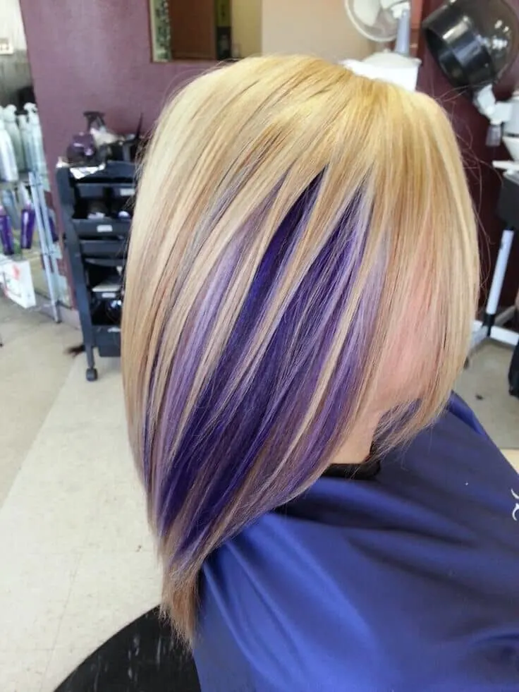 Blonde and purple hair