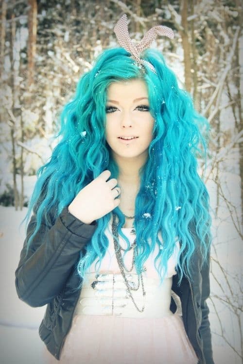 Neon color Teal Hair 