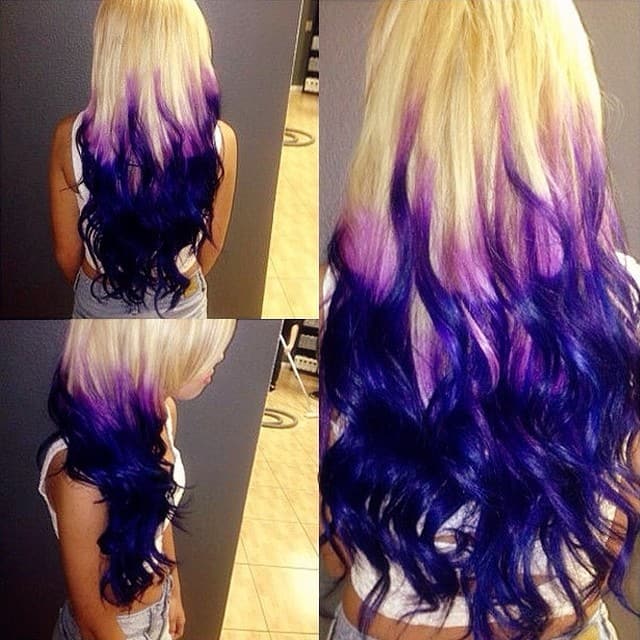Dark purple and blonde hairstyle