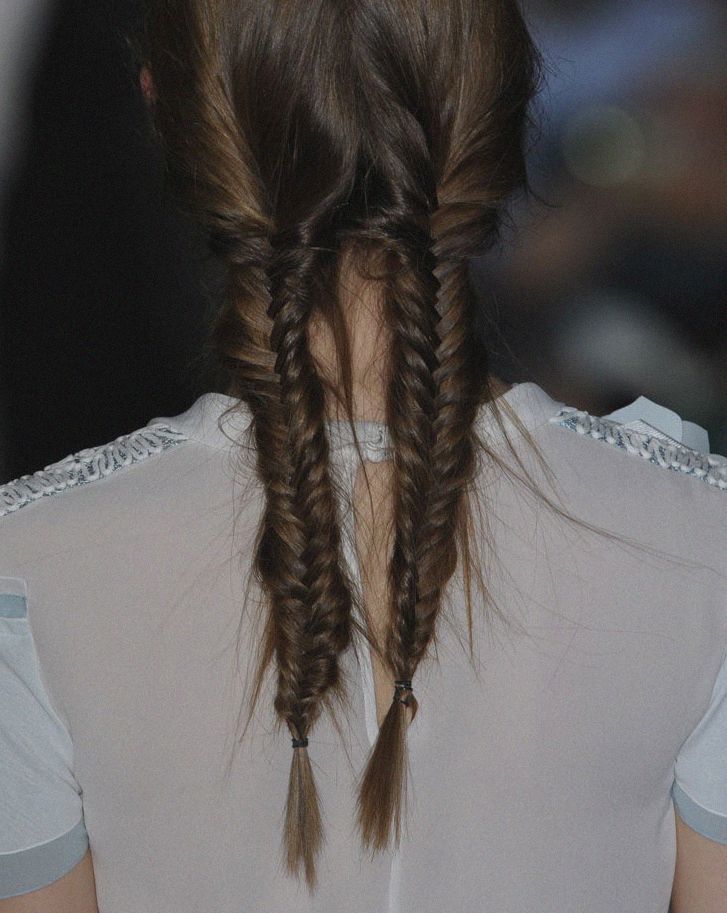 School Girl double fishtail braids hairstyle