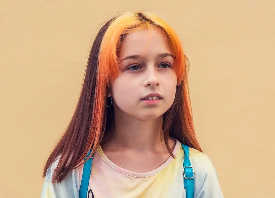 6th grader girl with two tone hair