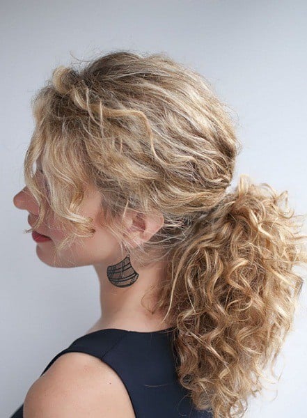A ponytail updos curly haircut