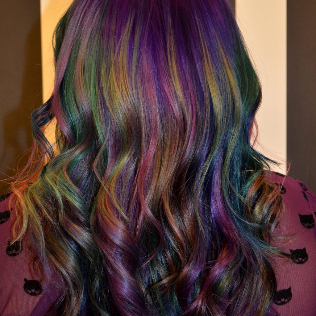  Darker Rainbow Hair Color idea for women 