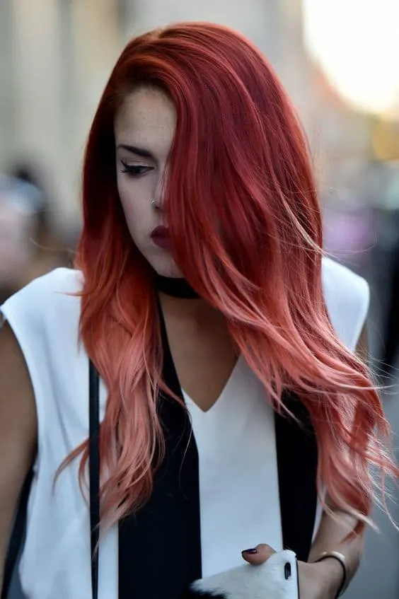 Red pink Balayage hairstyle you like 