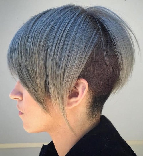 asymmetrical bob with under shave