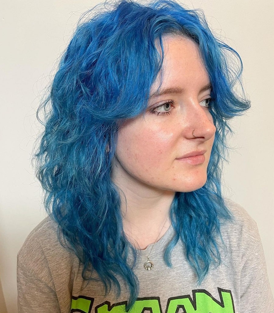 70s bangs for blue hair