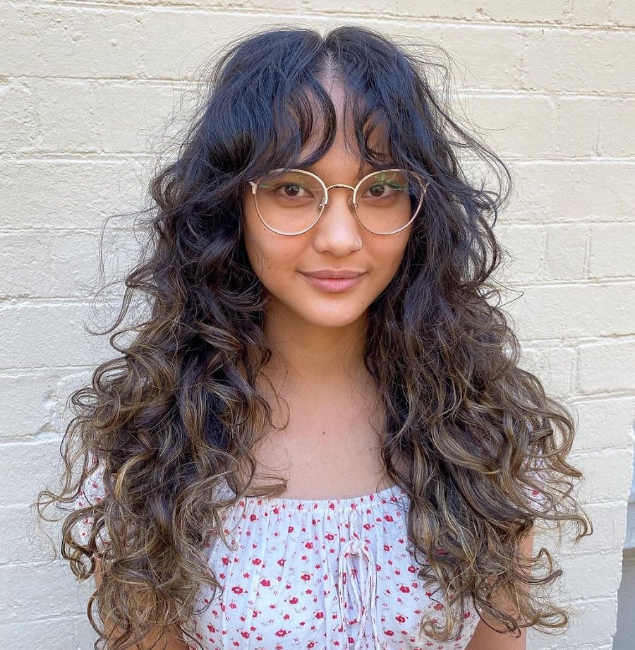 70s curtain bangs for curly hair