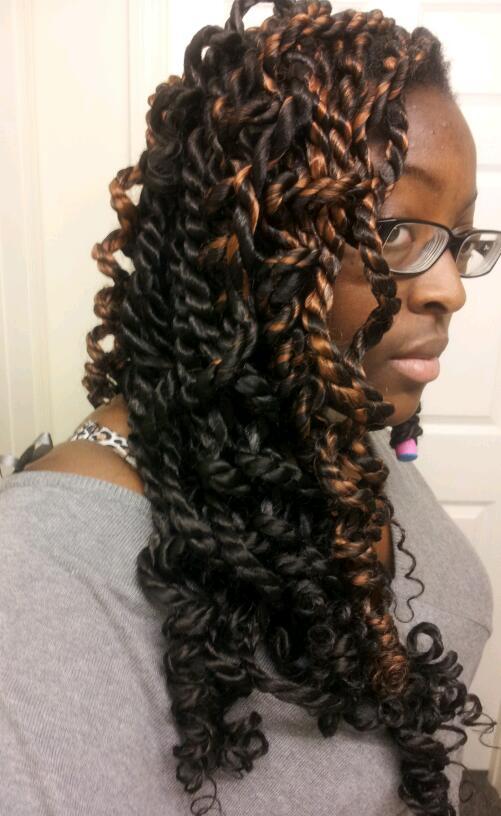 Curly Box Braid with twist hairstyle for black girl