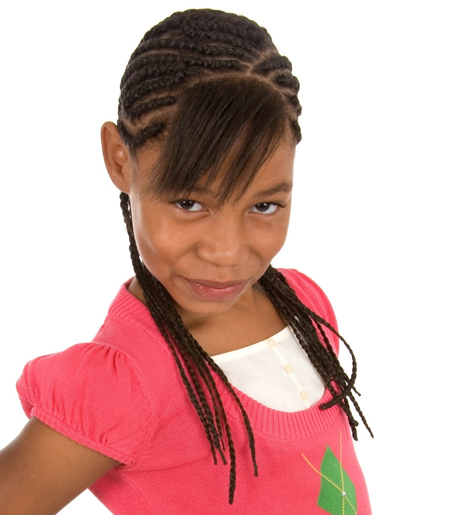 8 year old black girl braid with bangs hairstyle