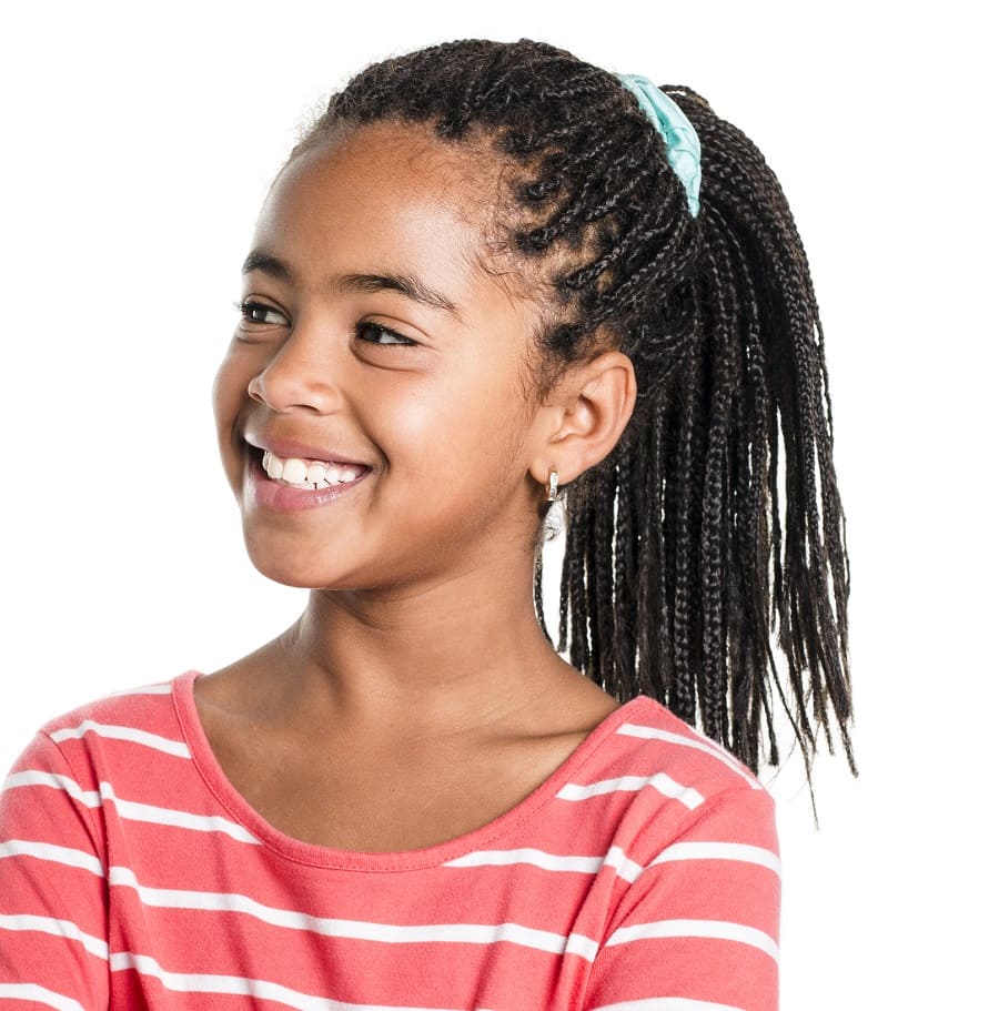 8 year old black girl braided ponytail hairstyle