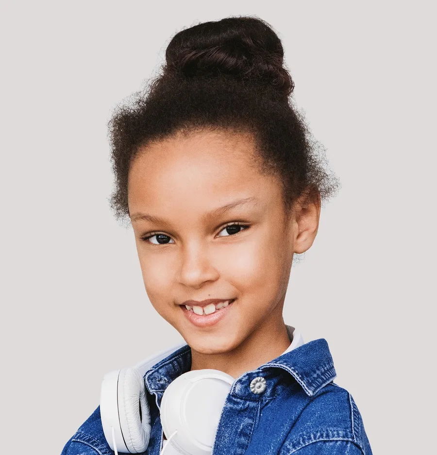 8 year old black girl bun hairstyle