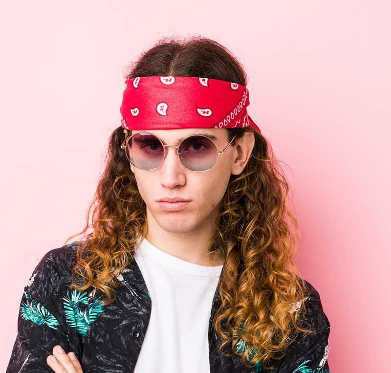80s long hairstyle for men with bandana