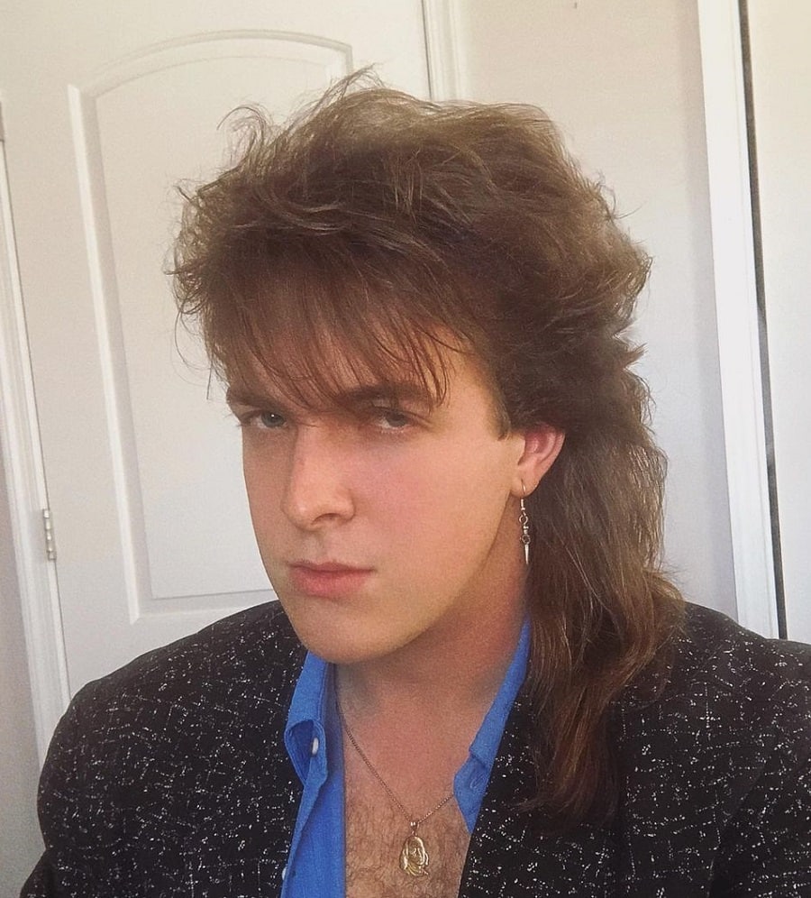 80's mullet with bangs