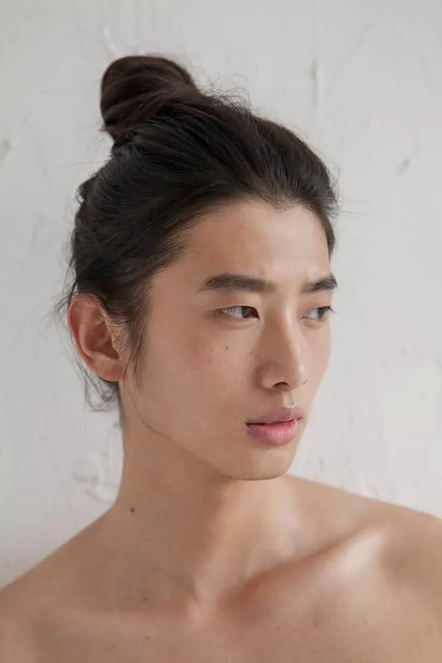 Asian Men Long Hairstyle with bun